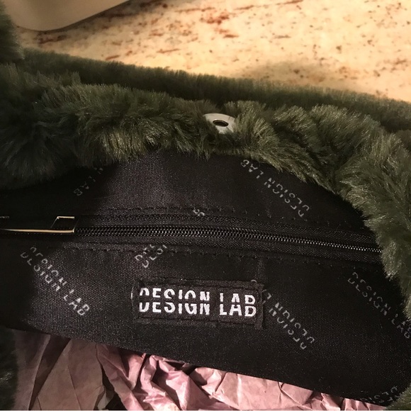 Faux Fur Tote Bag in Olive Green - Picture 4 of 7